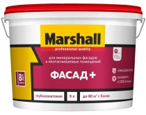 Краска фасадная MARSHALL ФАСАД+ глубокоматовая BW (9л)