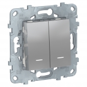 Механизм выключателя 2 кл с индикацией алюминий Unica NEW Schneider Electric