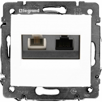Механизм розетки RJ11/RJ45 CAT6 UTP белый VALENA