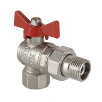 Кран шаровый BASE 1/2" резьба внутренняя-наружная американка угловой ручка бабочка VALTEC