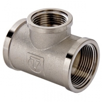 Тройник переходной 1"-1/2"-1" резьба внутренняя никелированный латунный VALTEC