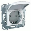 Механизм розетки 1 мест с заземлением, шторками и крышкой белый Unica Schneider Electric